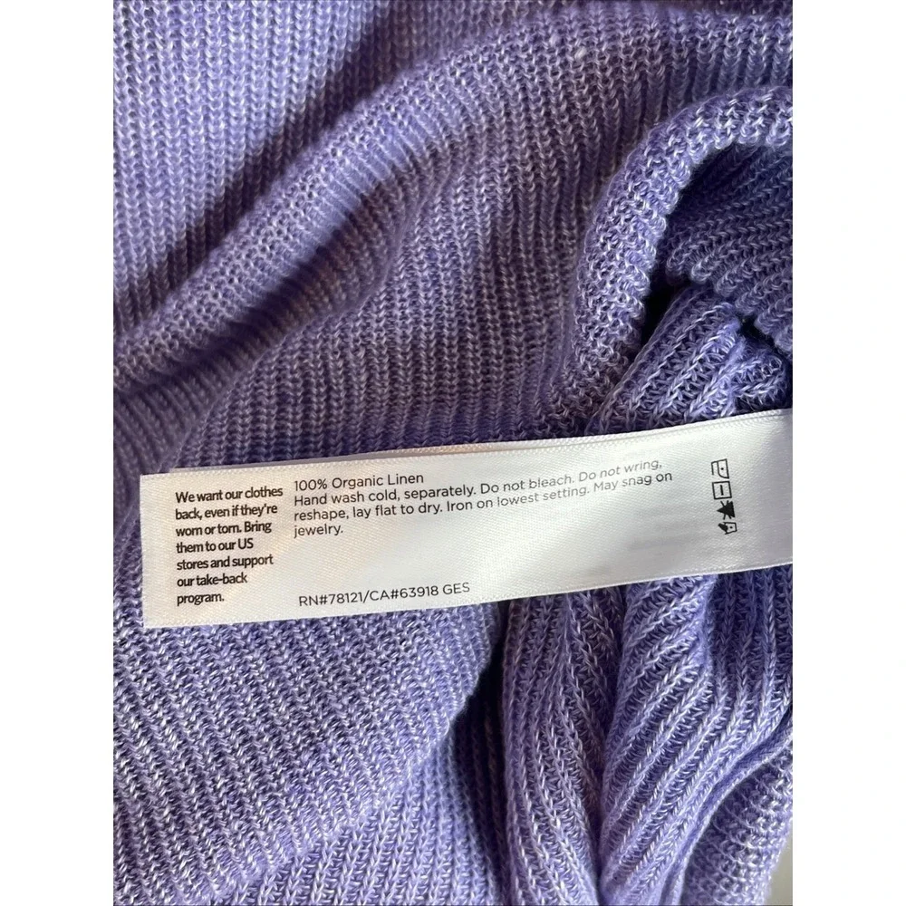 NWOT Eileen Fisher Purple Think 100% Organic Linen Sweater High Low Size S/P